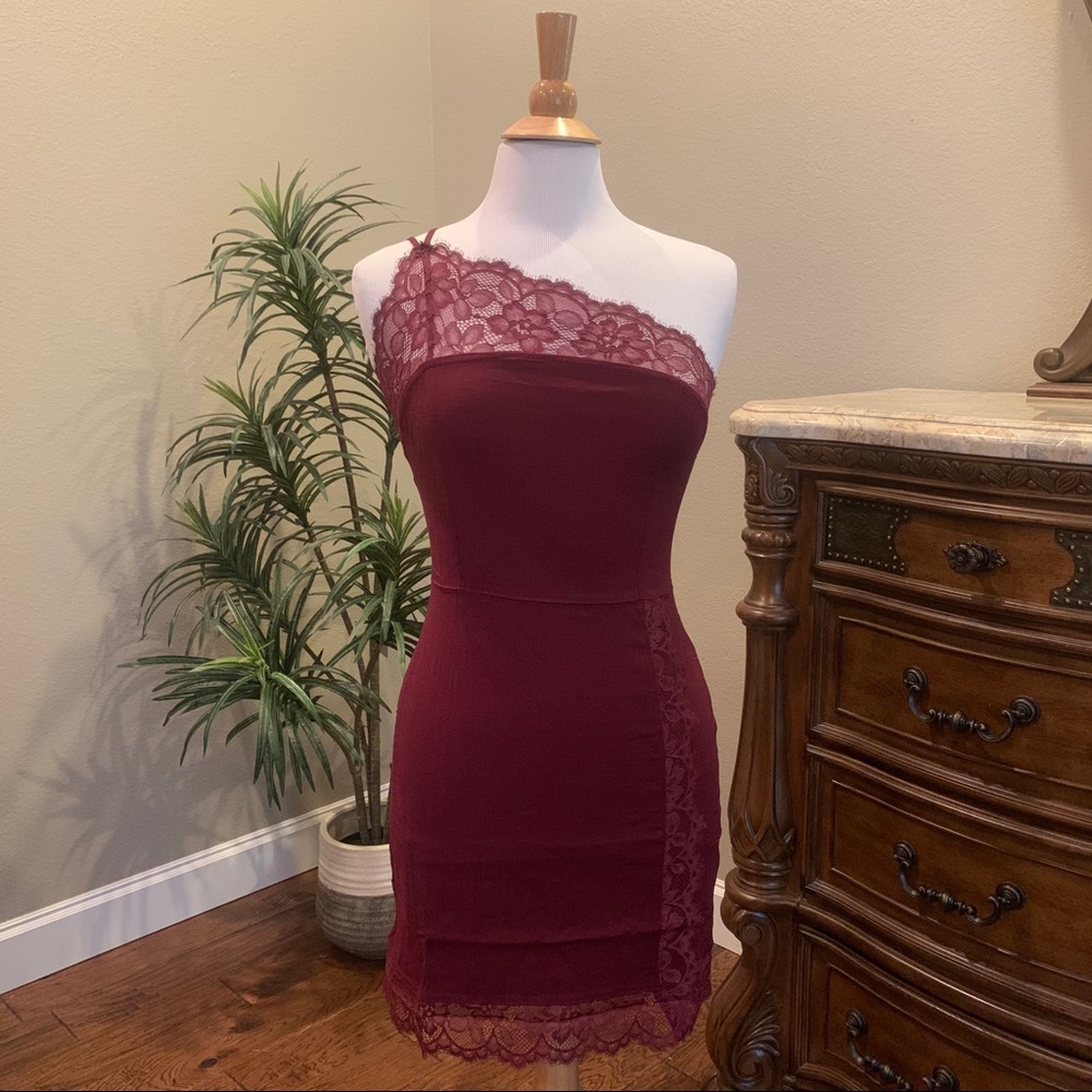 NWT Free People Premonitions Bodycon Dress XS Fitted Mini Tight X-Small Wine - Picture 5 of 14